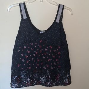 ZARA Mixed Fabric Lace Trim Camisole Top Size S